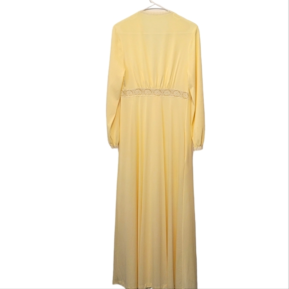 Vintage Vanity Fair nightgown house coat dress button down maxi robe yellow 36 - Picture 2 of 15